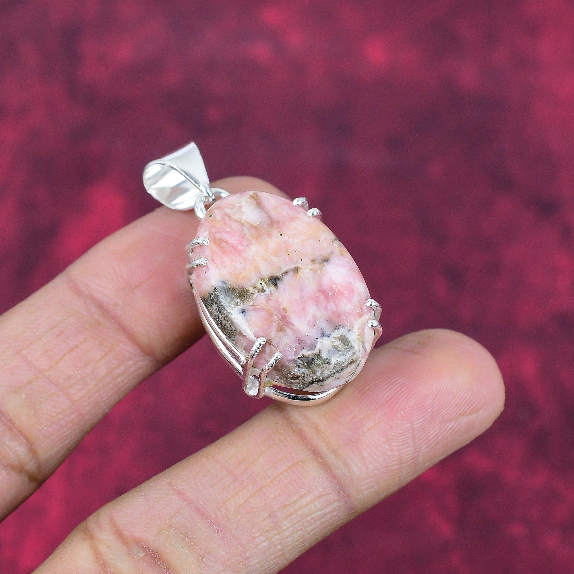 Rhodochrosite Jewelry, 925 Solid Sterling Silver Pendant, Handmade Gemstone Jewelry Pendant, For Memorial Day