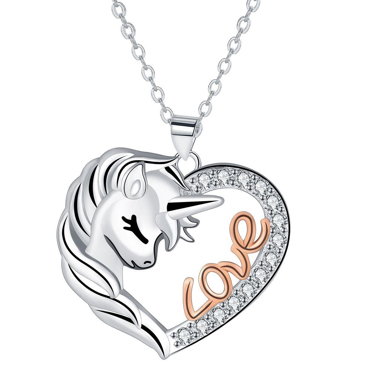 Mode Damen Liebeskette Einhornkette Exquisite Anhängerkette Schmuck Urlaubsgeschenk