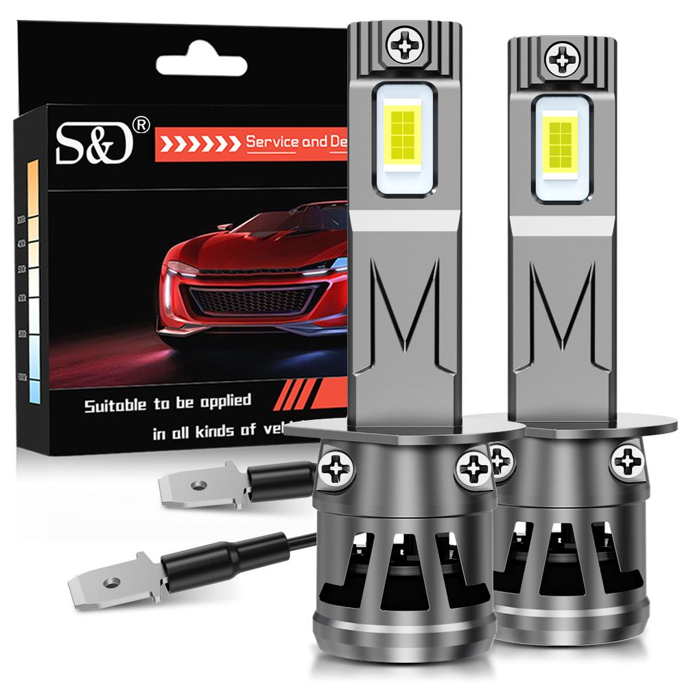 2 ks H1 H3 LED žárovky do světlometů Turbo Lampy Mini 20000LM 50W 16jádrové CSP čipy Super Jasná Auta Mlhová světla 12V 6500K Bílá Automobilová Světlomet