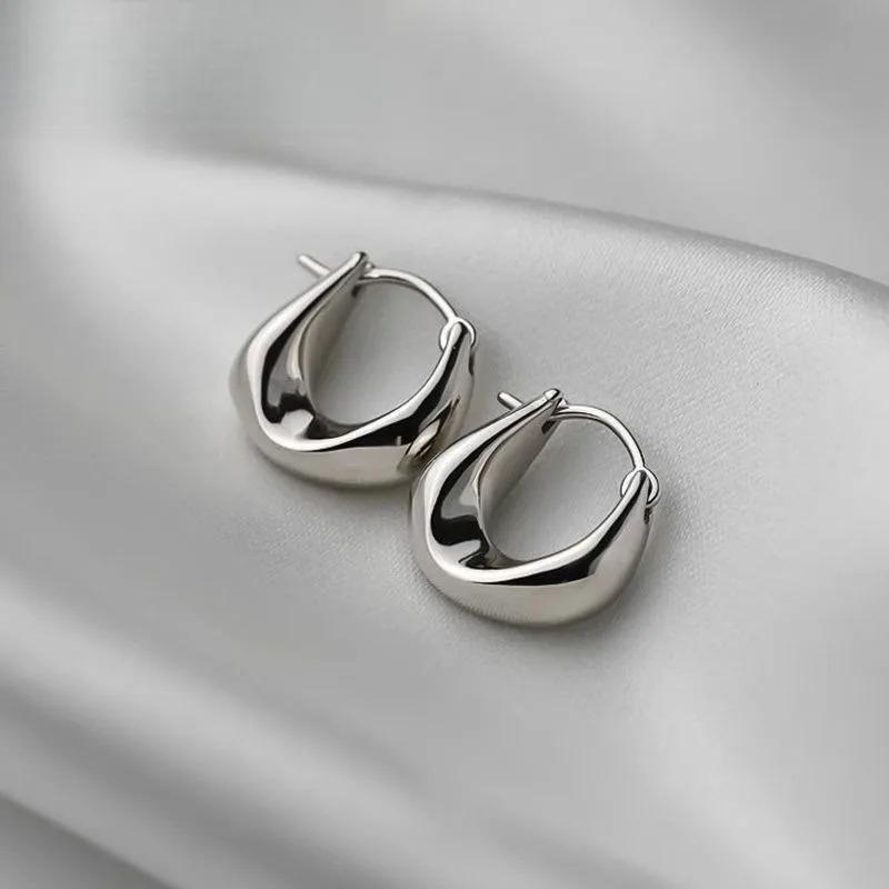 Vintage 925 Sterling Silver Earrings for Women Girls Ear Hoop Versatile Round Circle Drop Earrings Fashion Party Jewery Gifts