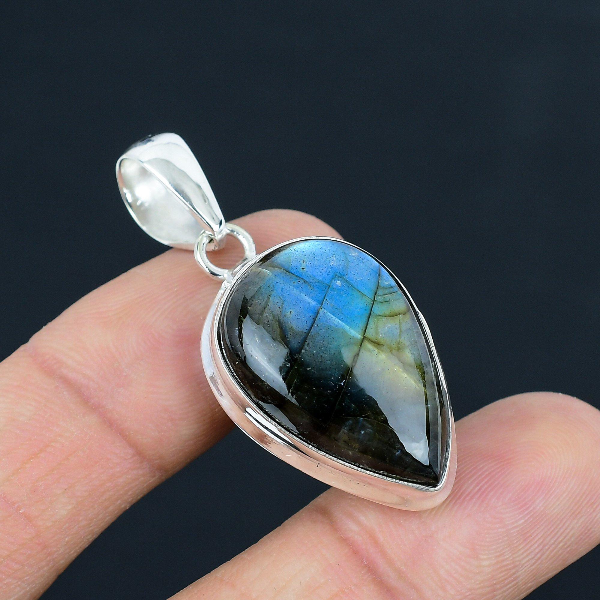 Natural Blue Fiery Labradorite Gemstone Pendant, 925 Sterling Silver, Pendant Jewelry, Handmade Silver Pendant Jewelry for Gift, Easter Gift