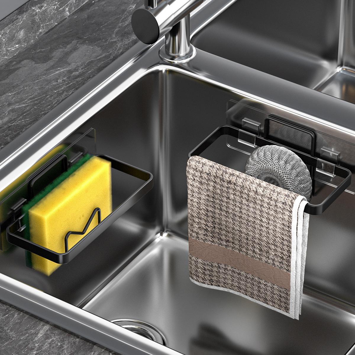 1Pc Kitchen Sink Dishrag Sponge Storage Rack Dish Cloth Drying Rack Sponge Drain Water Hollow Tray Kitchen Accessories Organizer