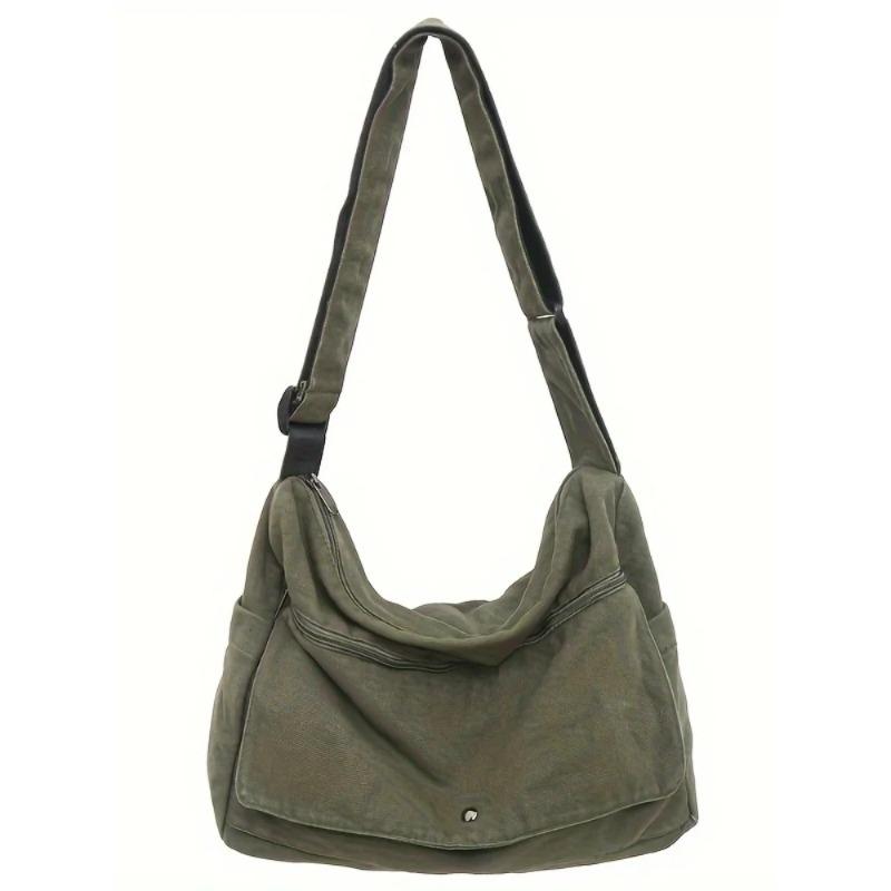 4-Color Large Capacity Canvas Crossbody Hobo Bag - Durable, Adjustable, Trendy Sling