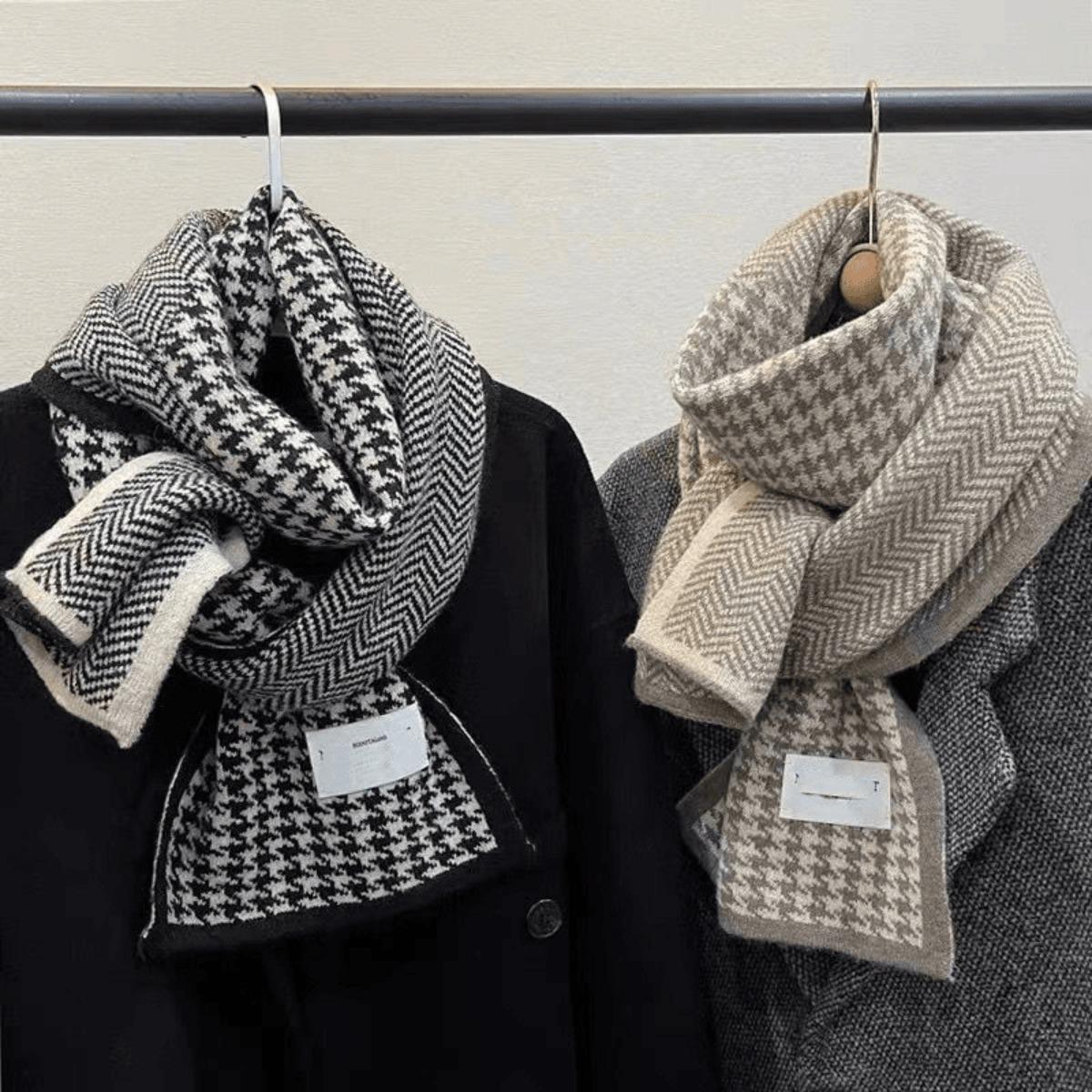Tausend-Vogel-Gitter, Schal, Damen, Dick, Winddicht, Kältefest, Warm, Nackenschutz, Stola, Strickschal