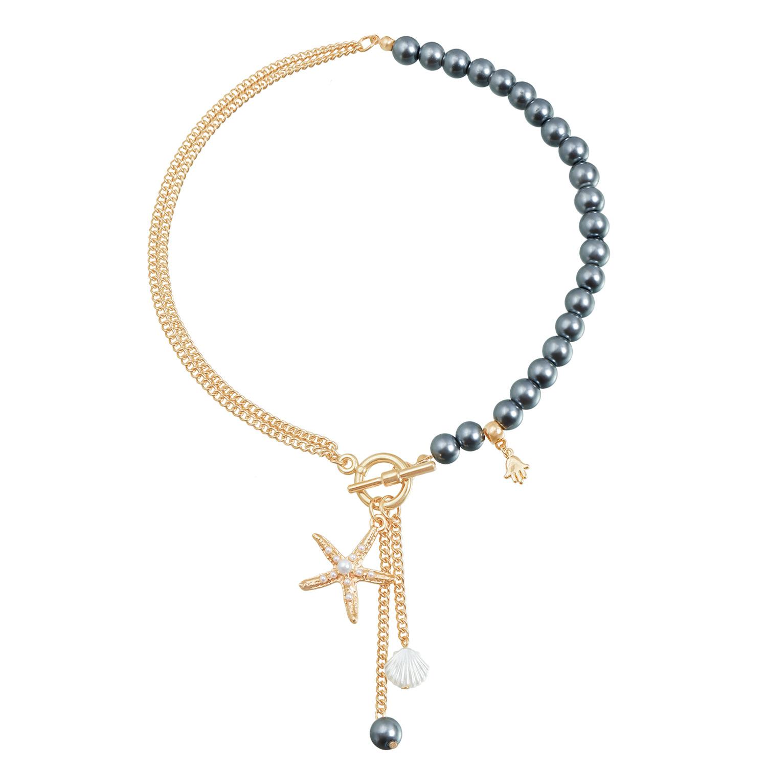 Fashion Imitation Pearl Beads Choker Necklace for Women Summer Beach Starfish Pendent Neck Jewelry Accessories