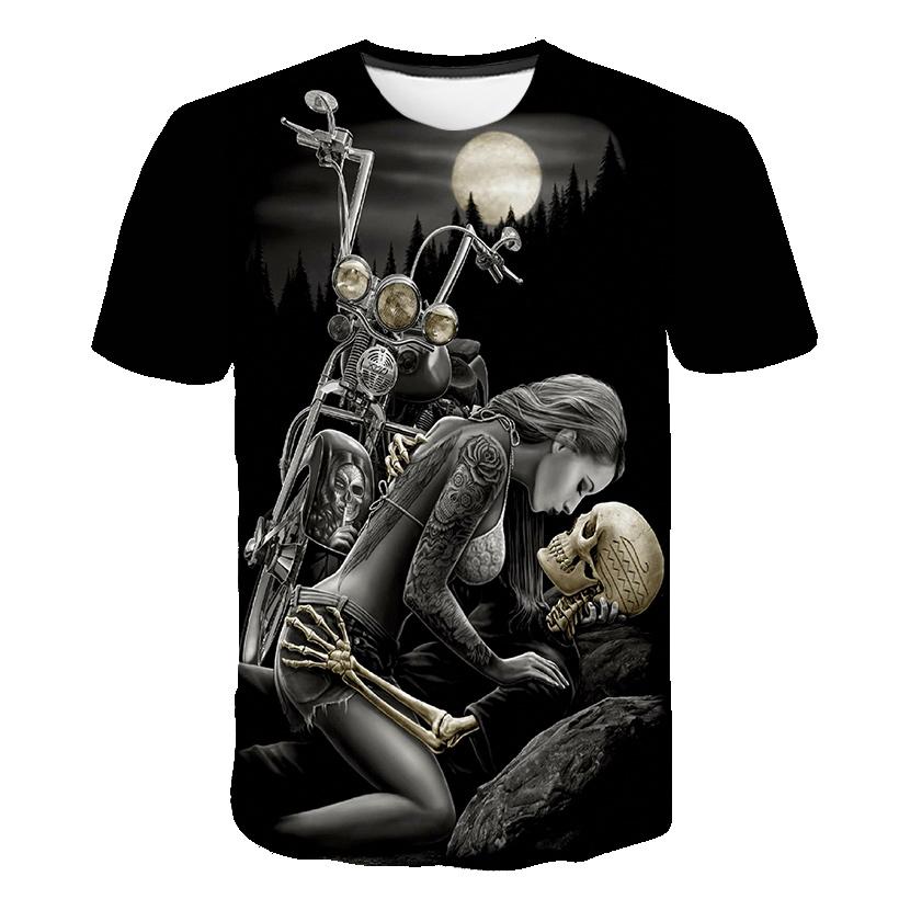 Motocyklowa czaszka męska koszulka Biker 3D jazda konna koszulki z nadrukiem dla mężczyzn lato na co dzień z krótkim rękawem O-neck Streetwear Camiseta