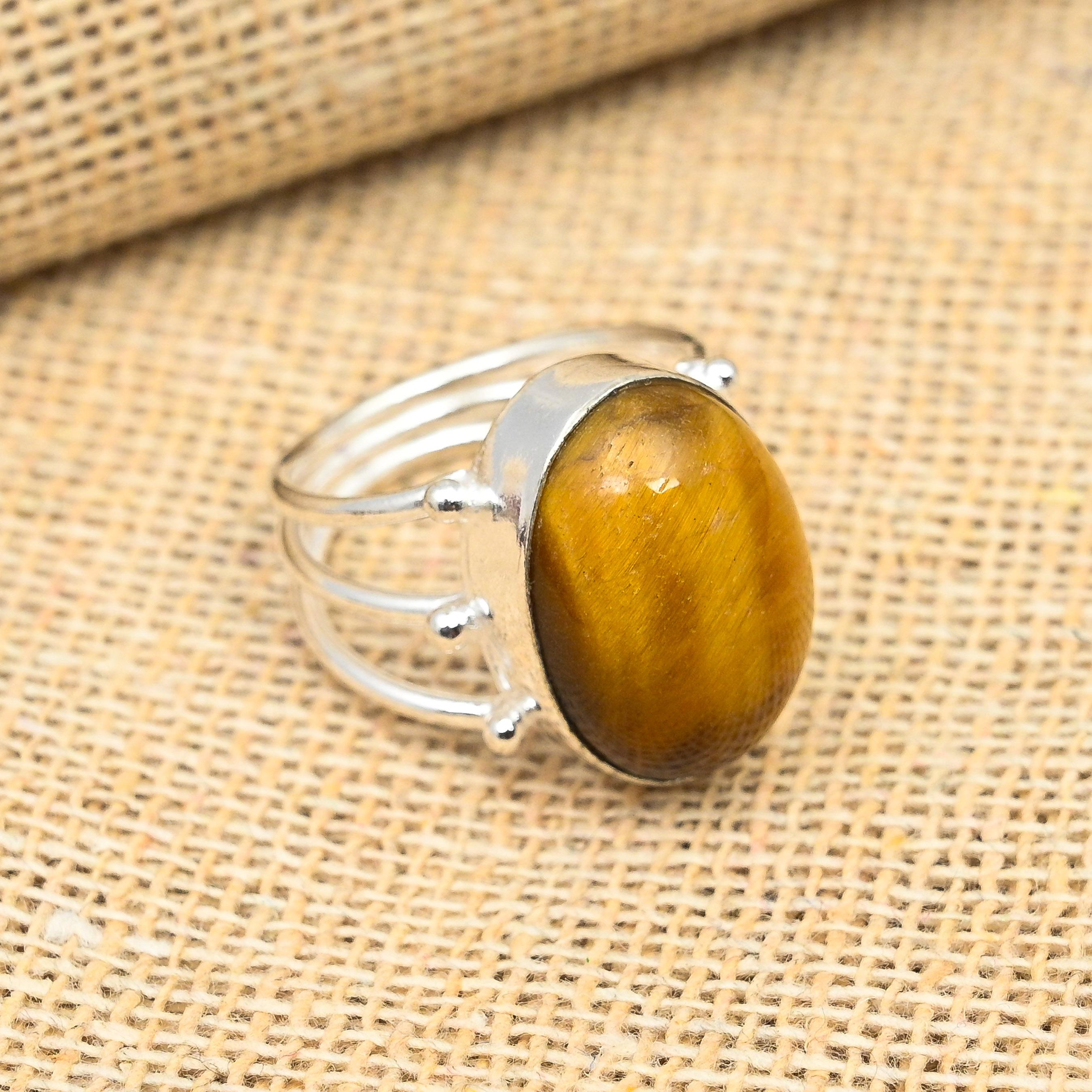 Niesamowity kamień szlachetny tygrysie oko 925 srebro ręcznie robiona biżuteria pierścionek dla niej