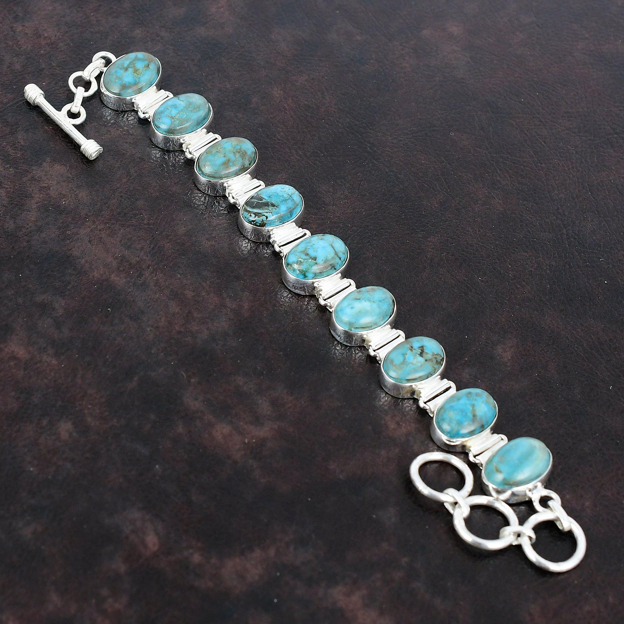 Bratara turcoaz tibetan Bratara din argint 925 Bratara cu lant reglabil Bratara cu pietre pretioase originale Bijuterii lucrate manual Cadouri pentru el