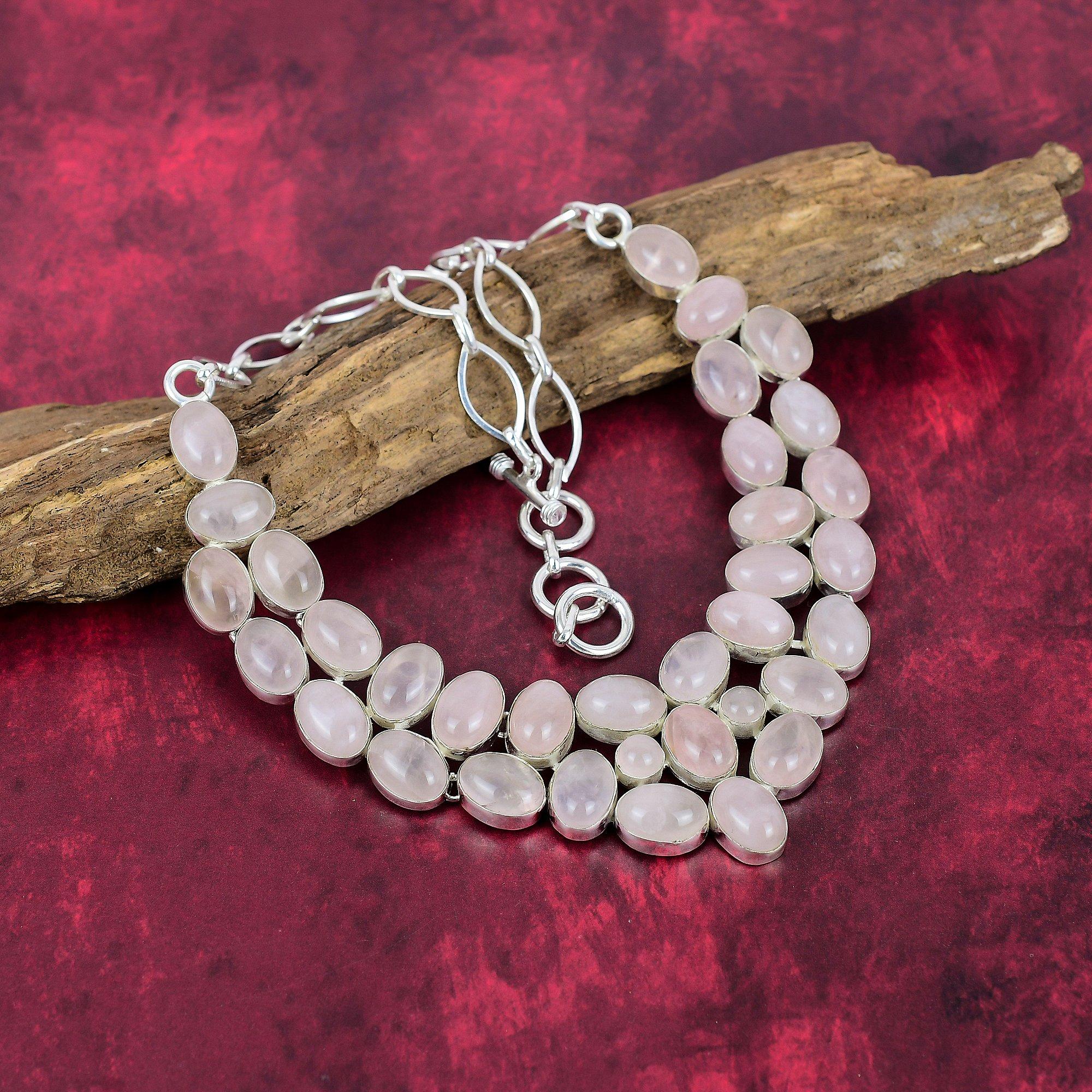 Rose Quartz Handmade Latest Design Jewelry Necklace, 925 Solid Sterling Silver Gemstone Necklace, Gift For Mother