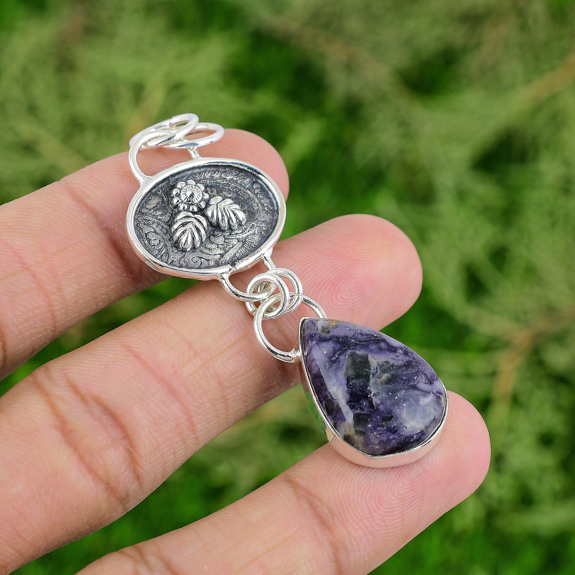 Thanks Giving Day Sale 925 Sterling Silver Tiffany Jasper Gemstone Bezel Pendant