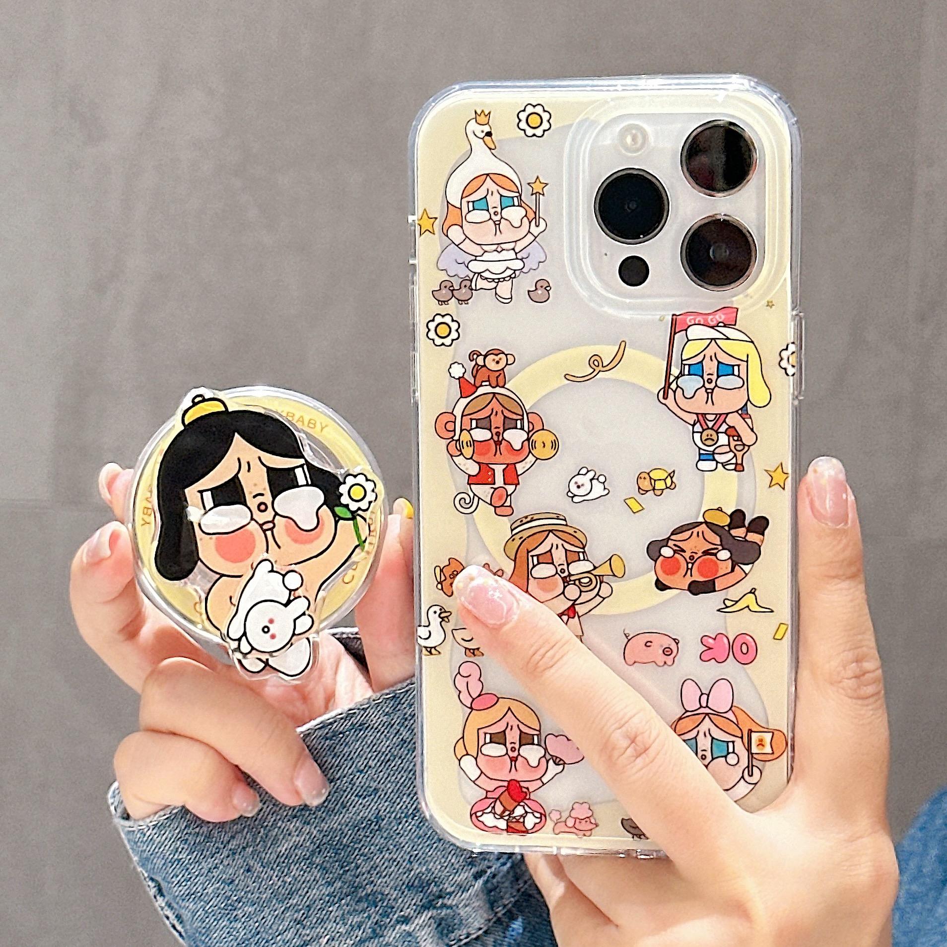 Cute Cartoon Magnetic Case For iPhone 17 16 Pro 15 14 Pro Max Cover with Stand Holder Magsafe Cases for iPhone 17Pro