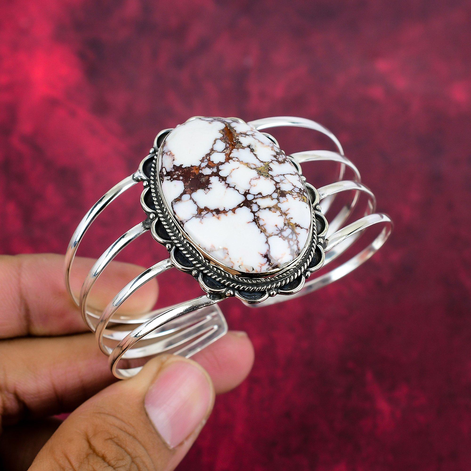Wild Horse Handmade Gemstone Jewelry, 925 Solid Sterling Silver Bangle Unique Design Jewelry, For Women