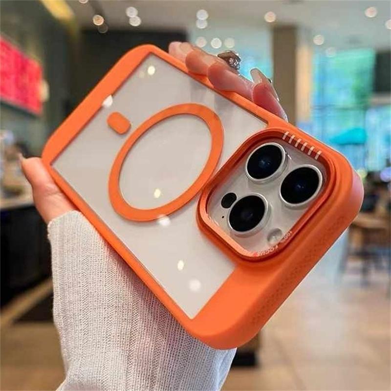 Heat Dissipation Cooling Bumper Magnetic Case For iPhone 11 12 13 14 15 16 Pro Max For Magsafe Transparent Shockproof Hard Cover