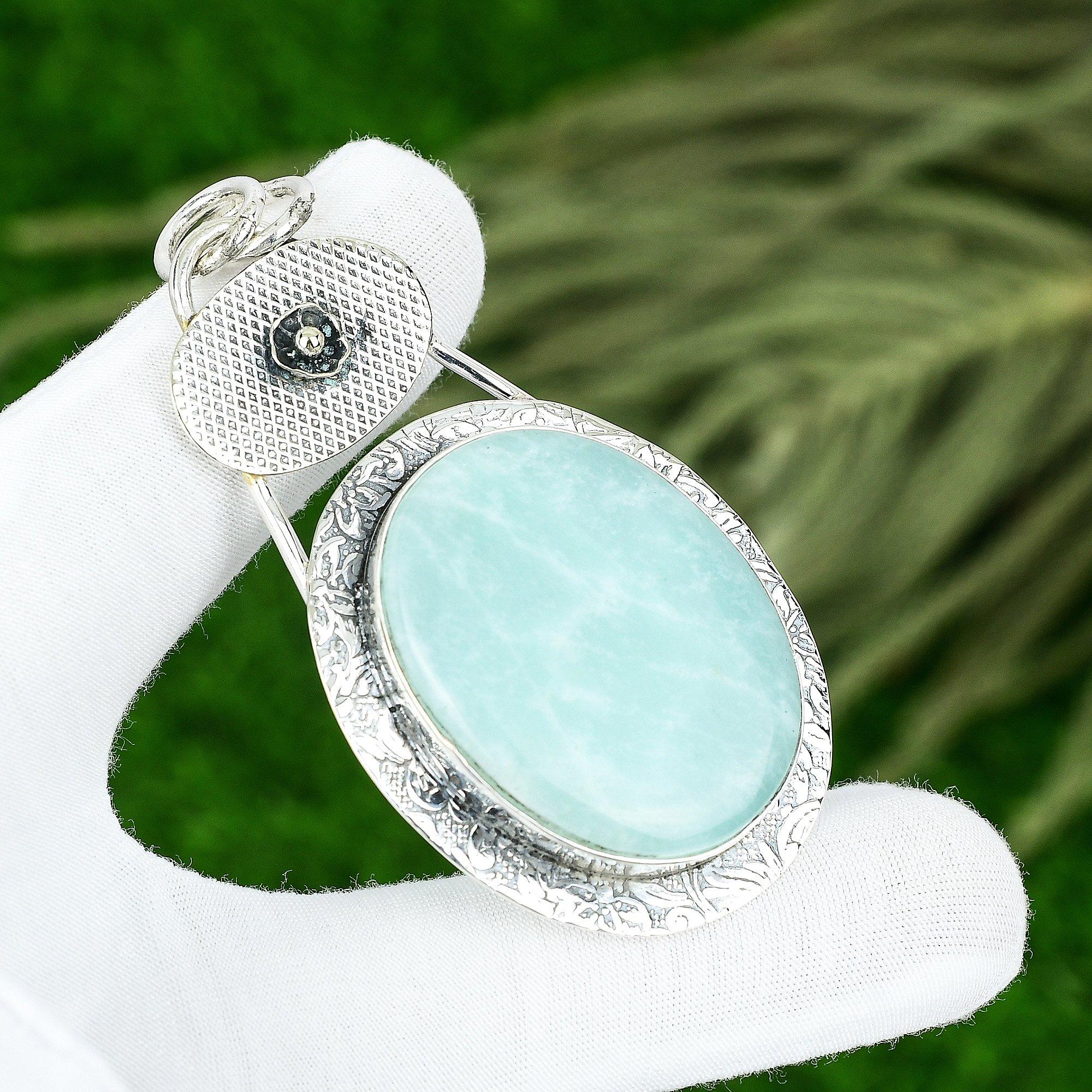 Mothers day Deal 925 Sterling Silver Amazonite Gemstone Daughter Pendant Jewelry