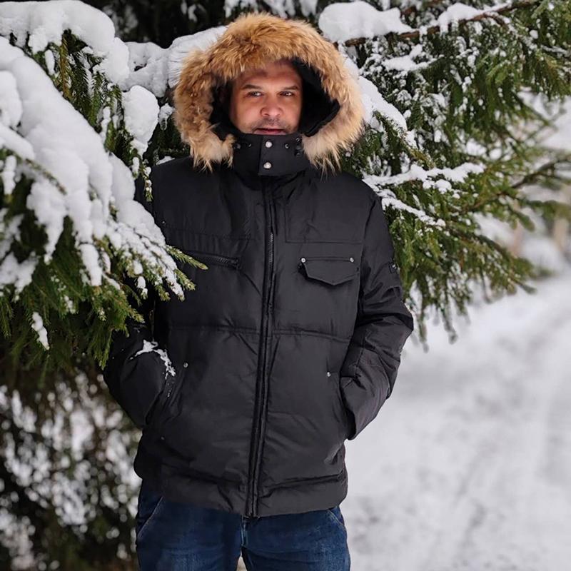 Jachetă de puf pentru bărbați Paltoane calde de iarnă din puf 80% puf de rață alb blană de raton reală Paltoane de iarnă pentru bărbați negru