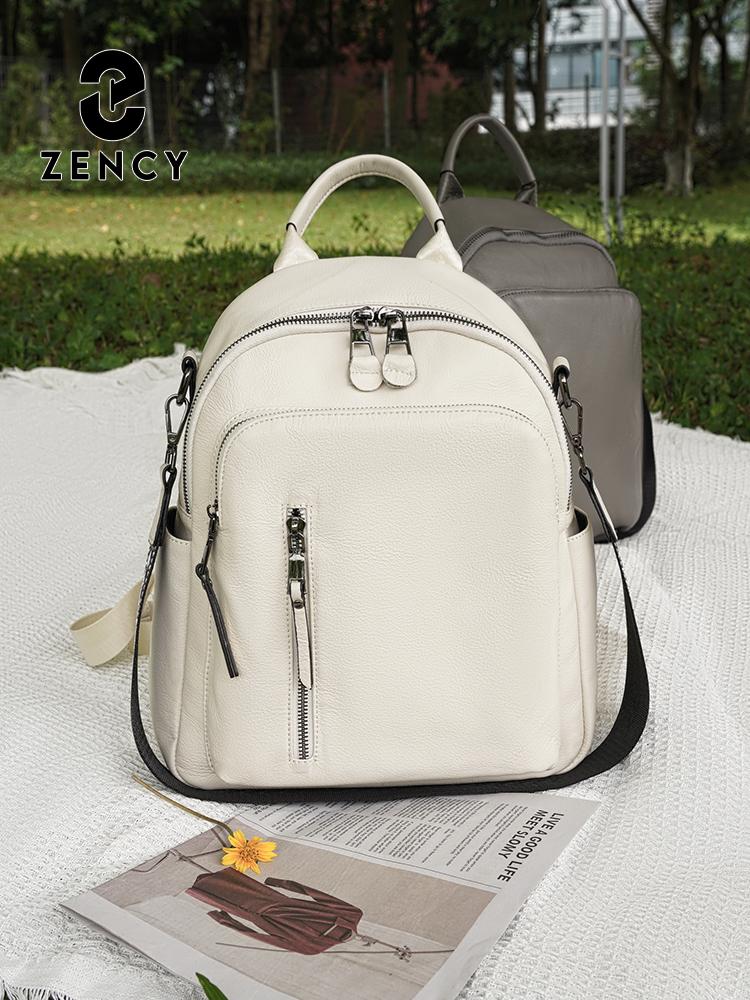 Zency 100% Genuine Leather Backpack For Women Large Capacity Travel Rucksack