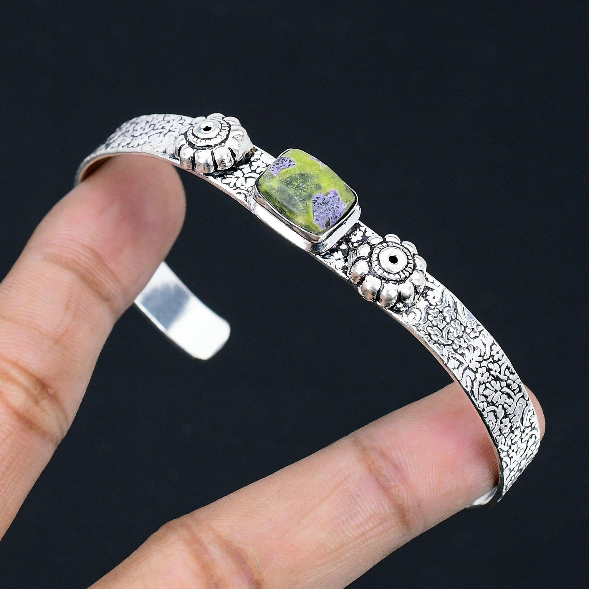 Mothers day Deal 925 Silver Radiant Atlantisite Gemstone Boho New Bangle Jewelry