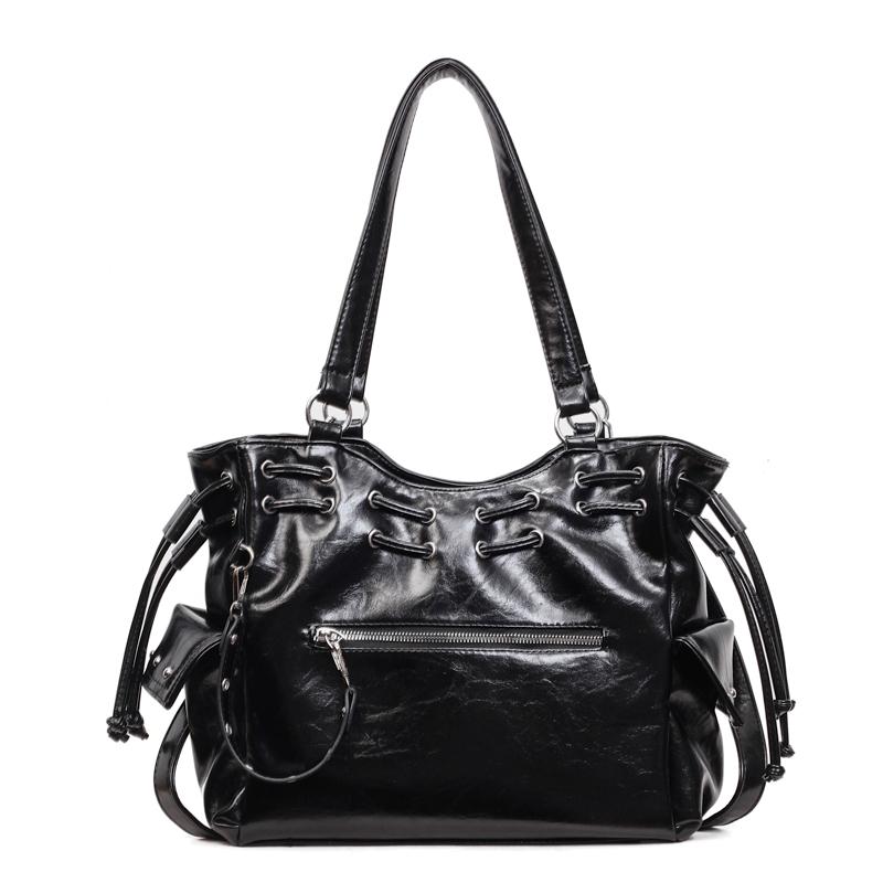 Trending Drawstring Backpack Multi-pocket Leather Bag Stylish Shoulder Bag for Women