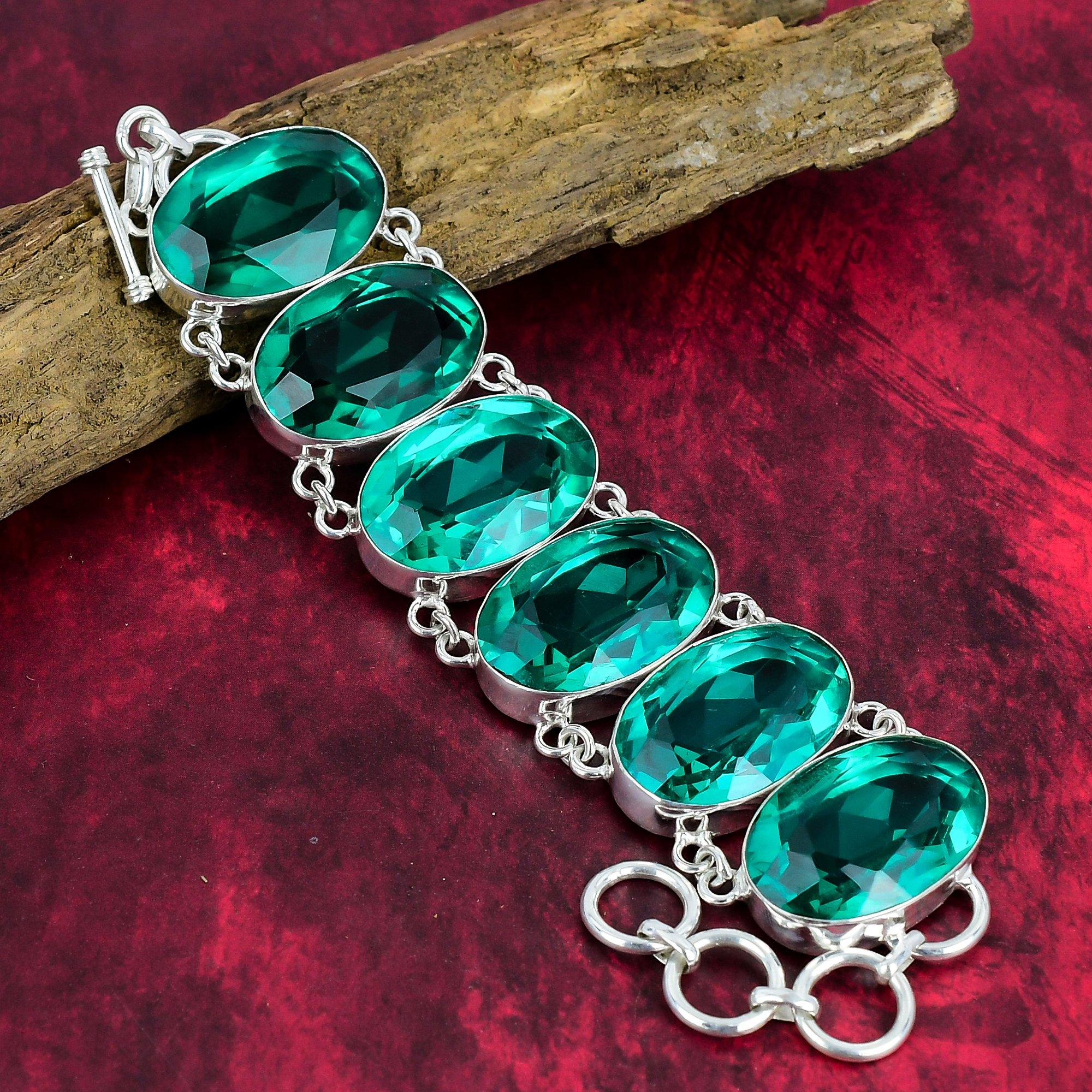 Faceted Indicolite Gemstone Jewelry, Handmade 925 Solid Sterling Silver Bracelet, Indicolite Chain Bracelet, For Anniversary Gift For Her