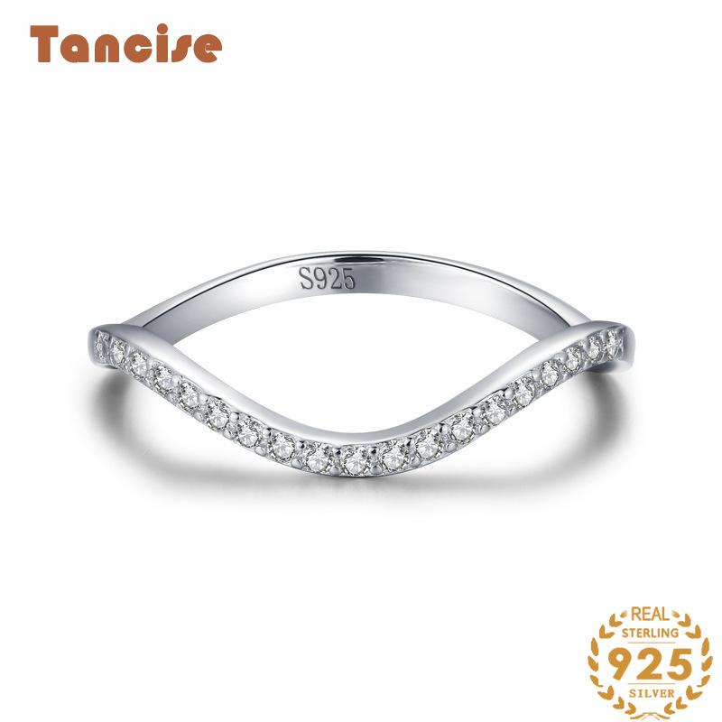 Tancise Klassischer Zirkon-Ring aus 925er-Sterlingsilber, Damenschmuck, Hochzeitsversprechen, Party-Geschenk