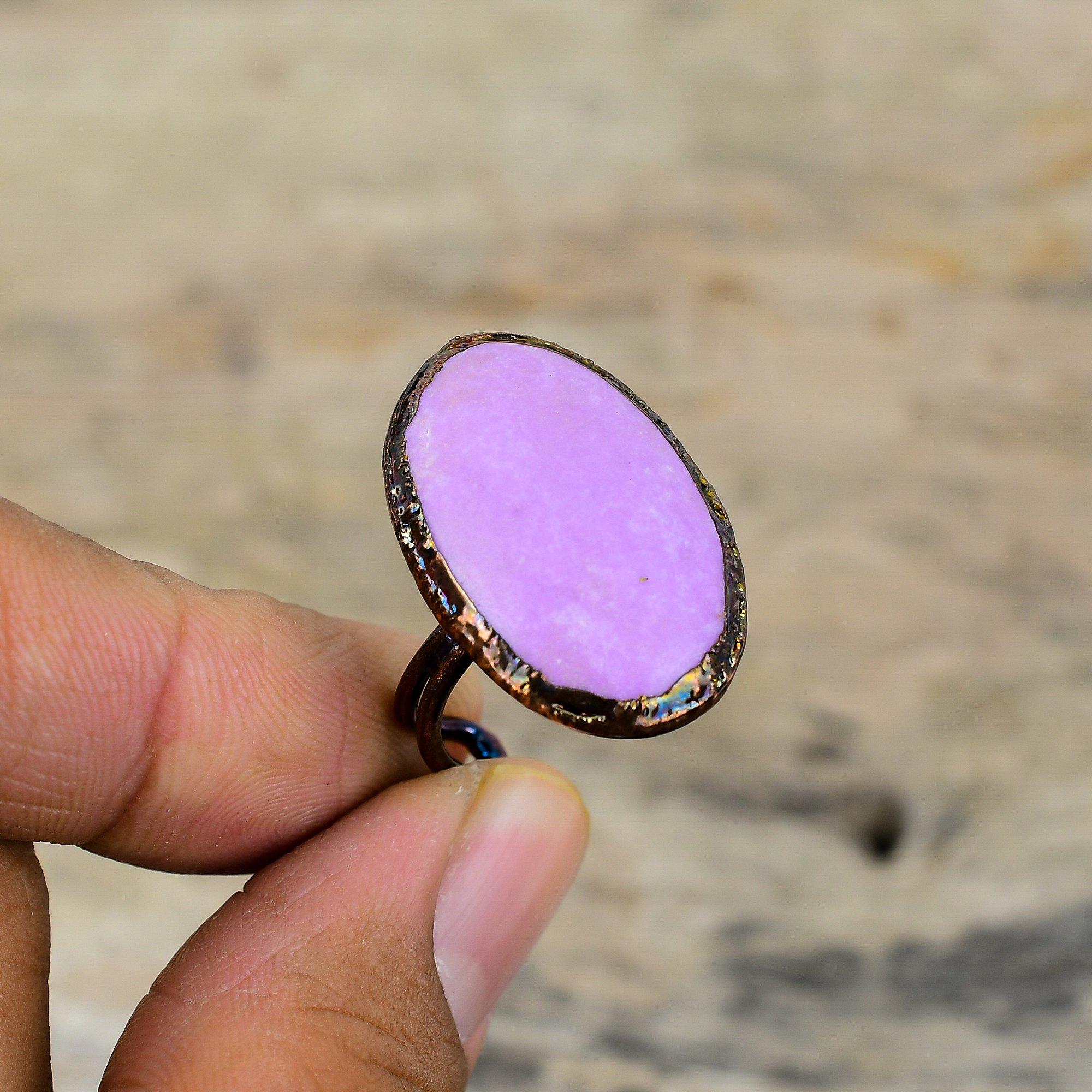 Fosfosiderit Ring Elektroformad Kopparring Justerbara Ringar Antika Elektroformade Smycken Ädelstensring För Gåva Handgjorda Kopparsmycken