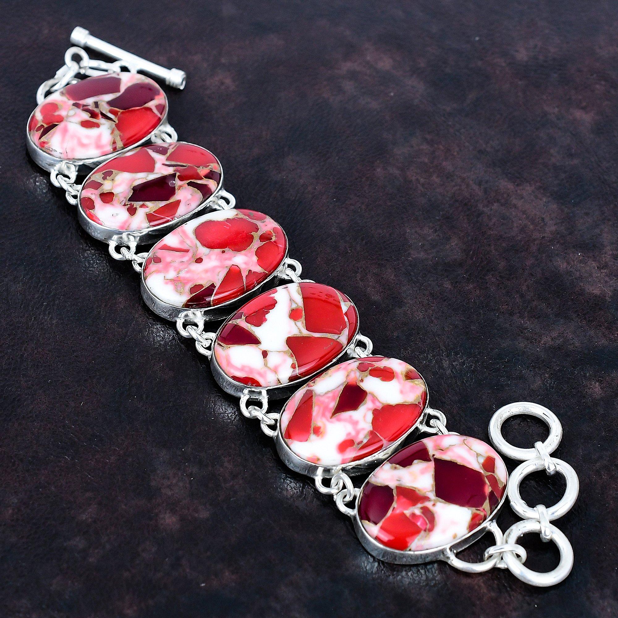 Kingman rotes Mohave Kupfer Türkis Armband 925 Sterling Silber Armband verstellbare Kette Armband Edelstein handgefertigter Schmuck Geschenke für Mama