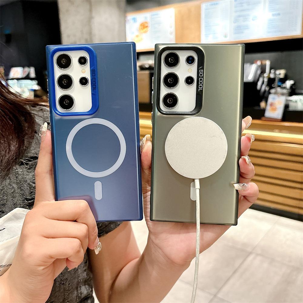 Matný Barevný Stříbrný Magnetický Kryt na Telefon pro iPhone 11 12 13 14 15 16 Samsung S20FE S21 S22 S23 S24 S25 TPU Měkký Silikon Nárazuvzdorný Pevný Zadní Kryt