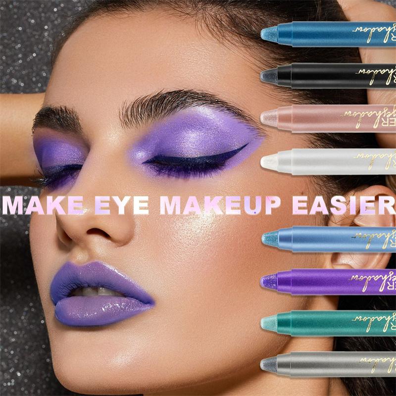Pinkish Pearly Diamond Highlighter Pen with Pencil Sharpener, Shiny Eyeshadow Eyeliner Pen, Smooth Brightening Eyeliner Pen