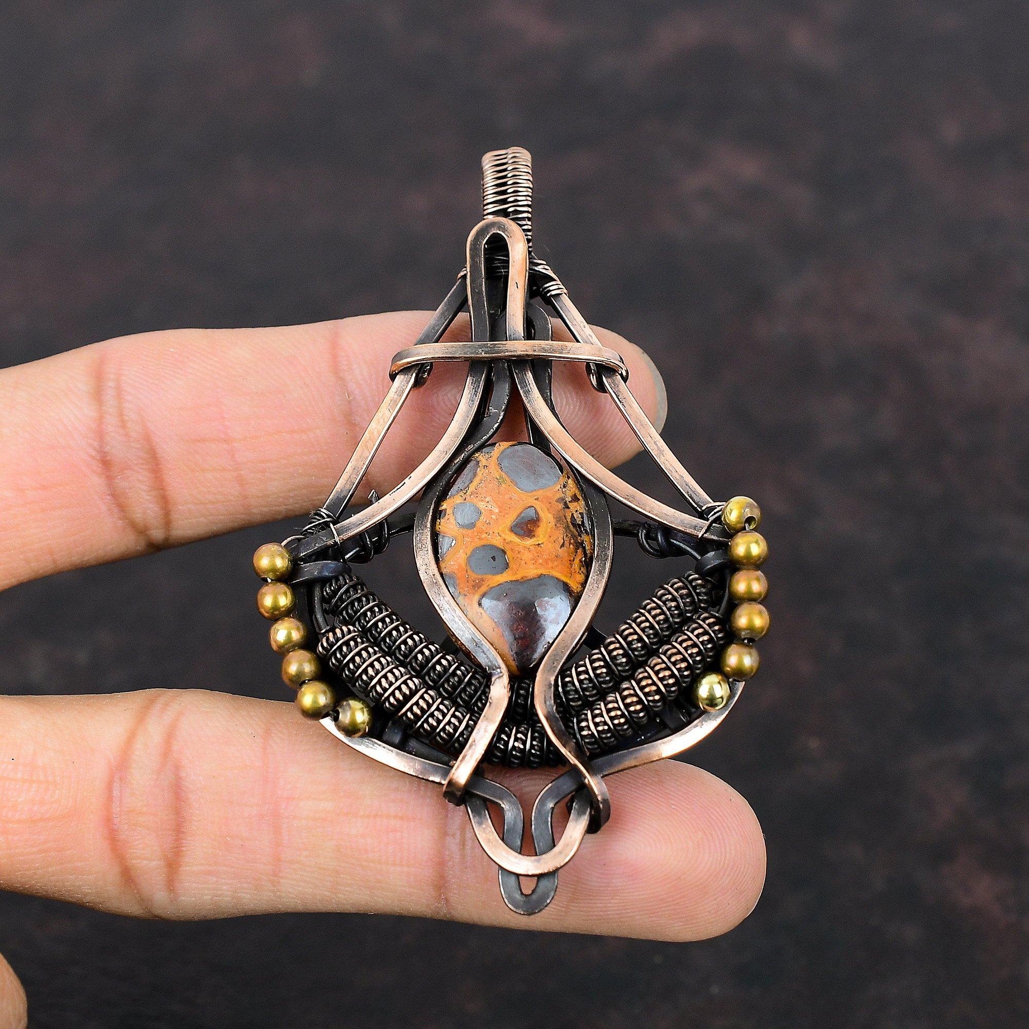 Bauxite Pendant Copper Wire Wrapped Pendant Bauxite Jewelry Handmade Pendant Copper Wire Wrap Jewelry Gift For Mom Natural Gemstone Pendant