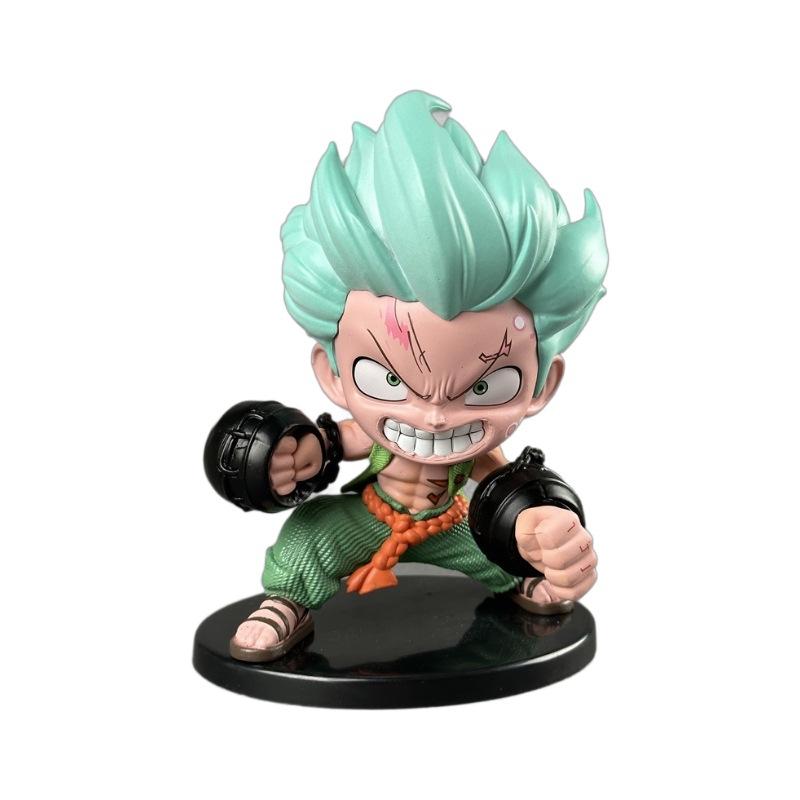 Anime Roronoa Zoro Fighting Figure Prison Cartoon Q Version Model Doll Around Kid Toy Gift