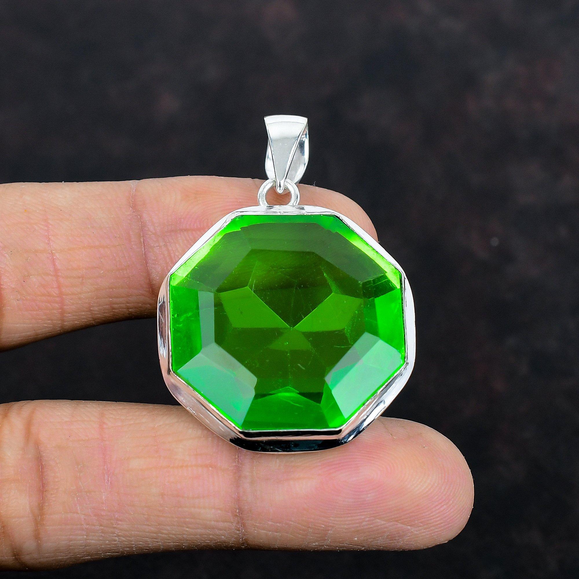 Faceted Green Amethyst Pendant 925 Sterling Silver Pendant Handmade Pendant Unique Design Jewelry Awesome Gemstone Pendant Gifts for Women