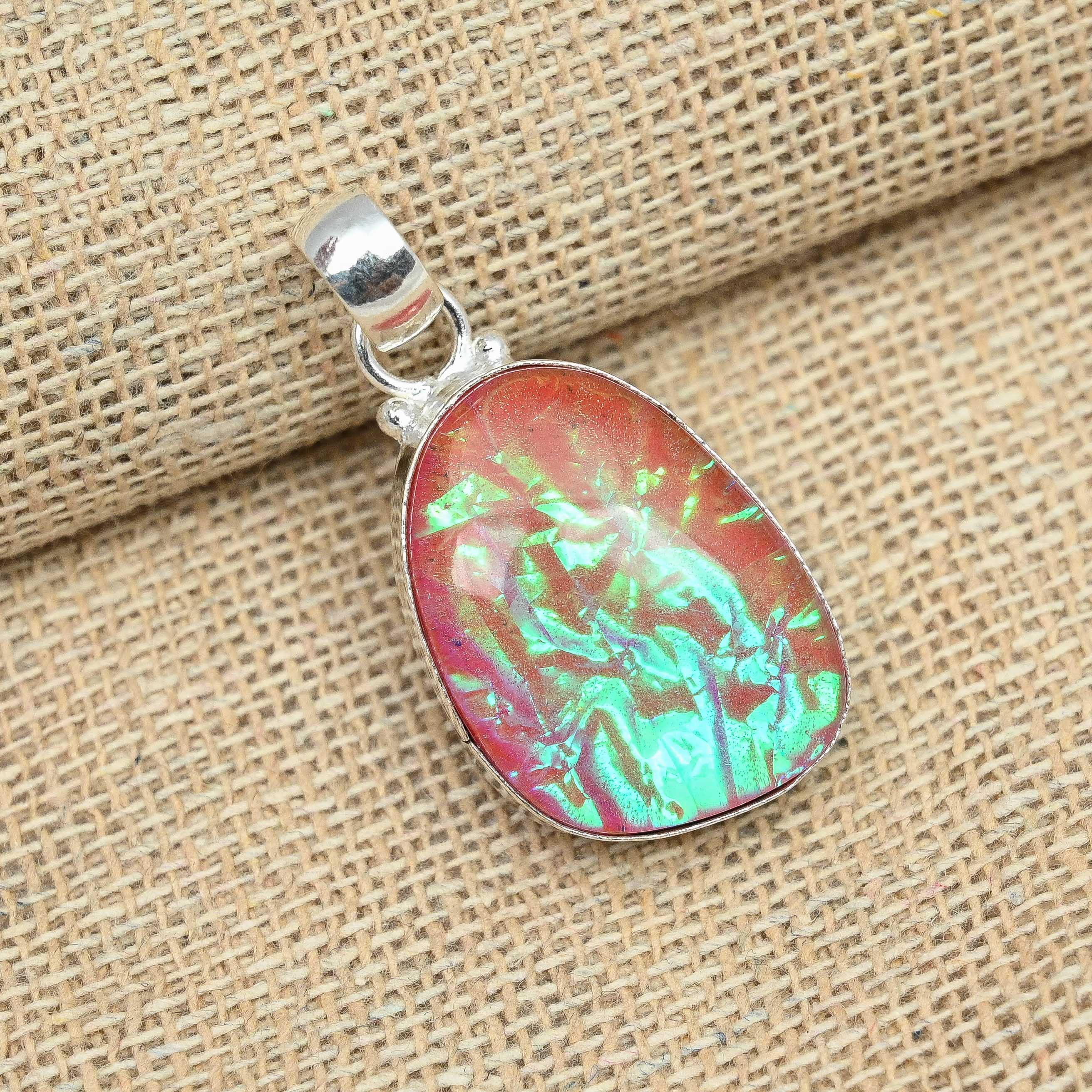 Pink Triplet Opal Gemstone 925 Sterling Silver Pendant Handmade Designer Jewelry