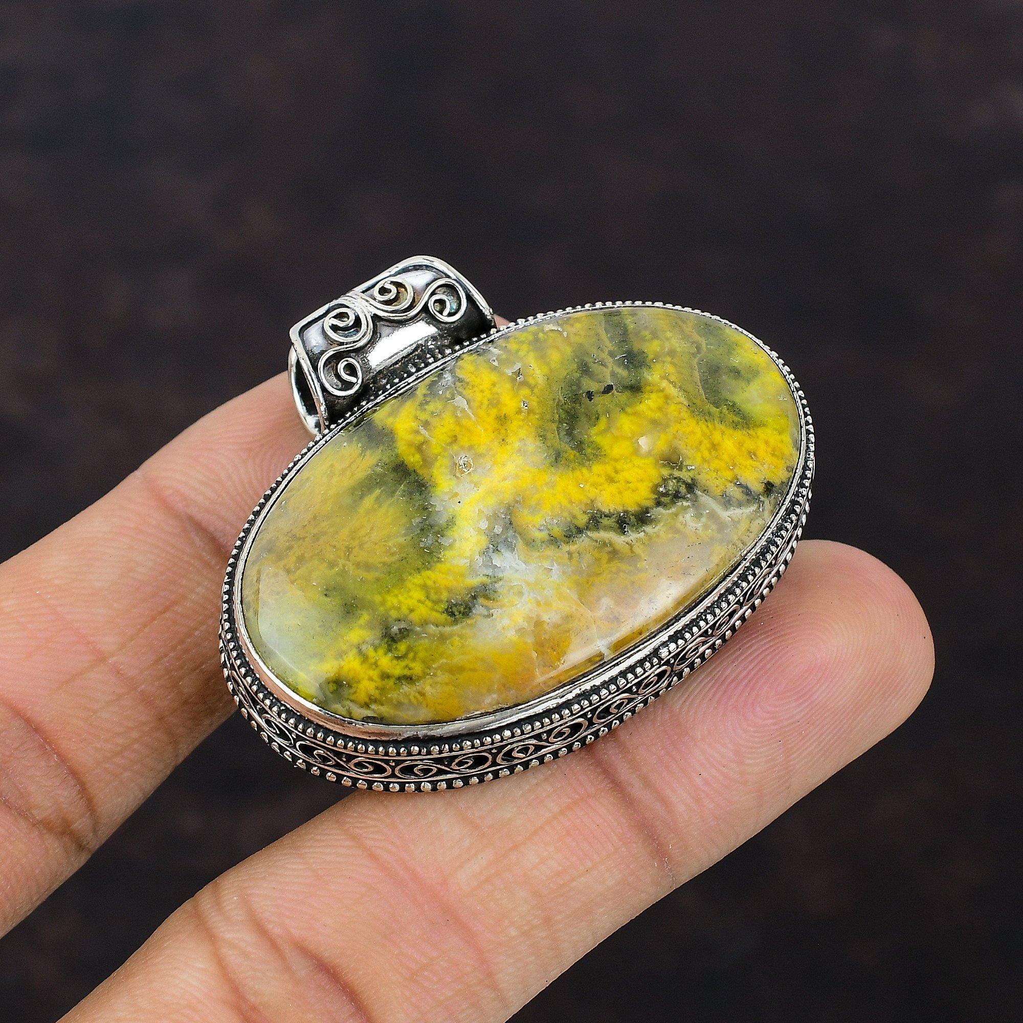 Bumble Bee Jasper Gemstone Pendant 925 Sterling Silver Pendant Handmade Jewelry Vintage Pendant Statement Jewelry For Gift Pendant For Women