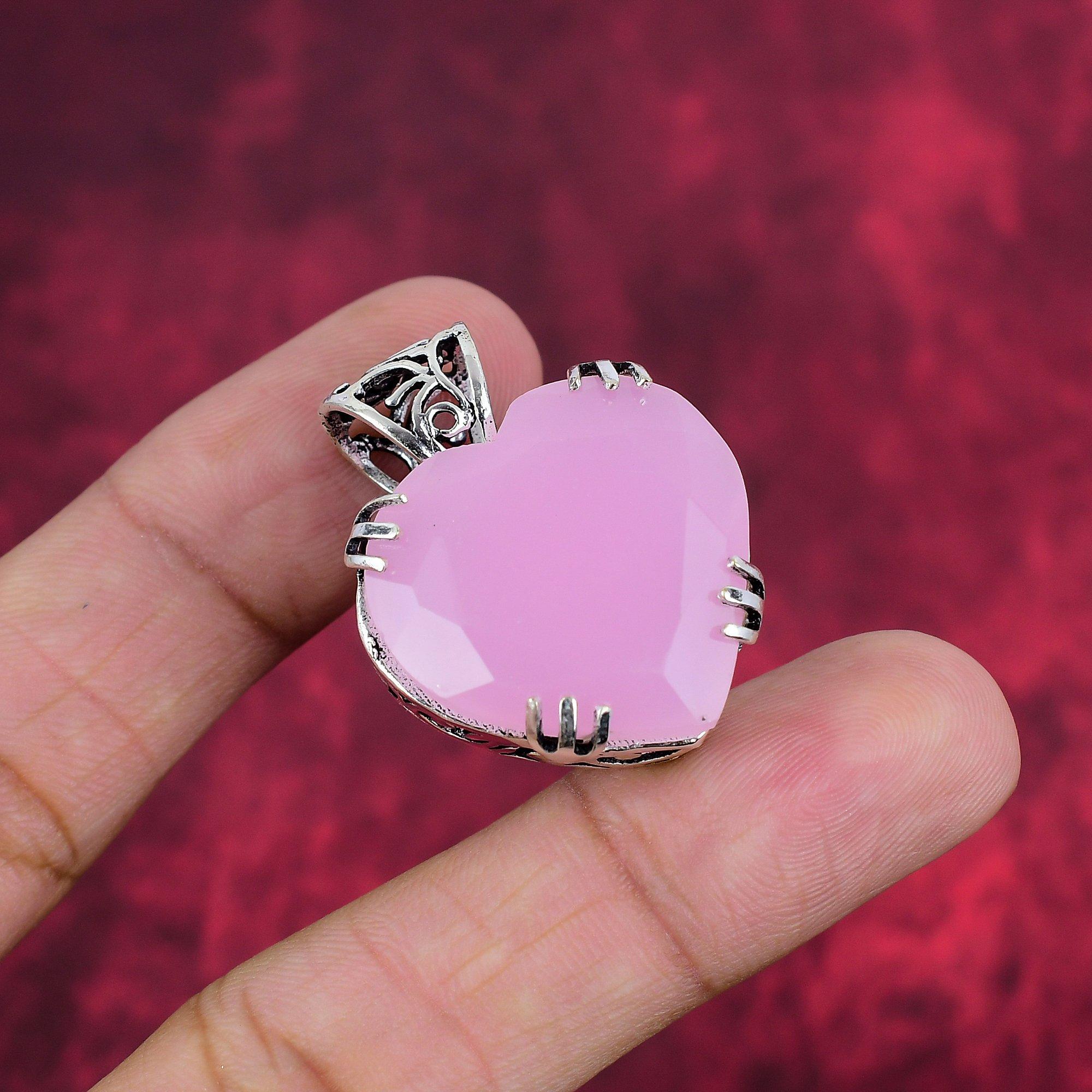 Pink Chalcedony Pendant, 925 Solid Sterling Silver Pendant Handmade Gemstone Jewelry, Gifts For Wife Brand New Pendant