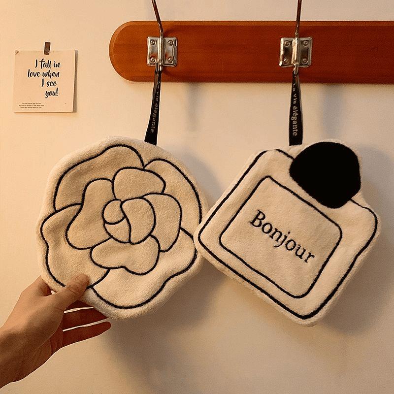 Weiches, doppelt dickes Handtuch zum Aufhängen, schnelltrocknend, saugfähig, Handtuch mit Kawaii-Blumenmotiv, für Badezimmer, Küche, Beitritt