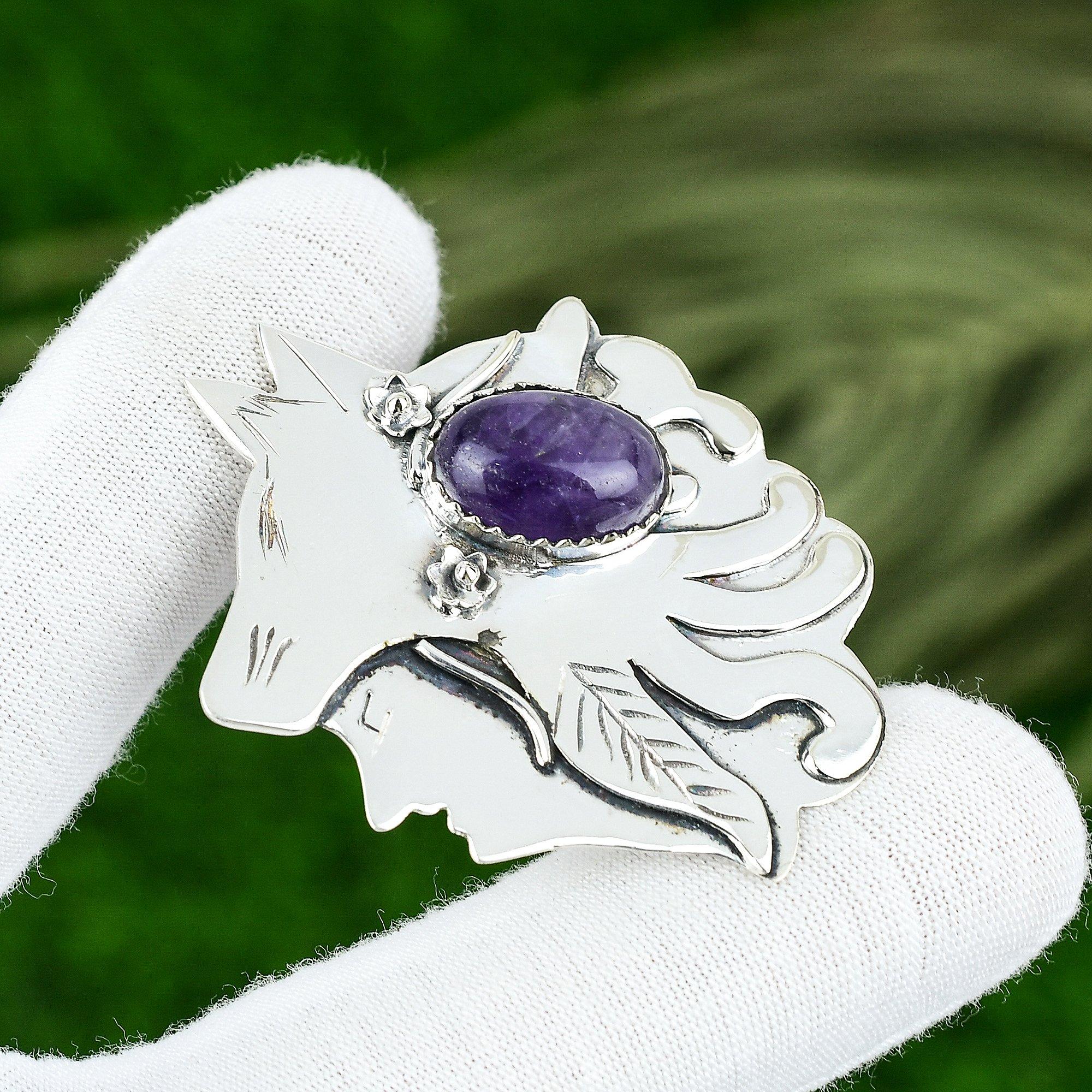 Naturlig Stjärnametist Ädelsten Hänge 925 Sterlingsilver Indiska Smycken