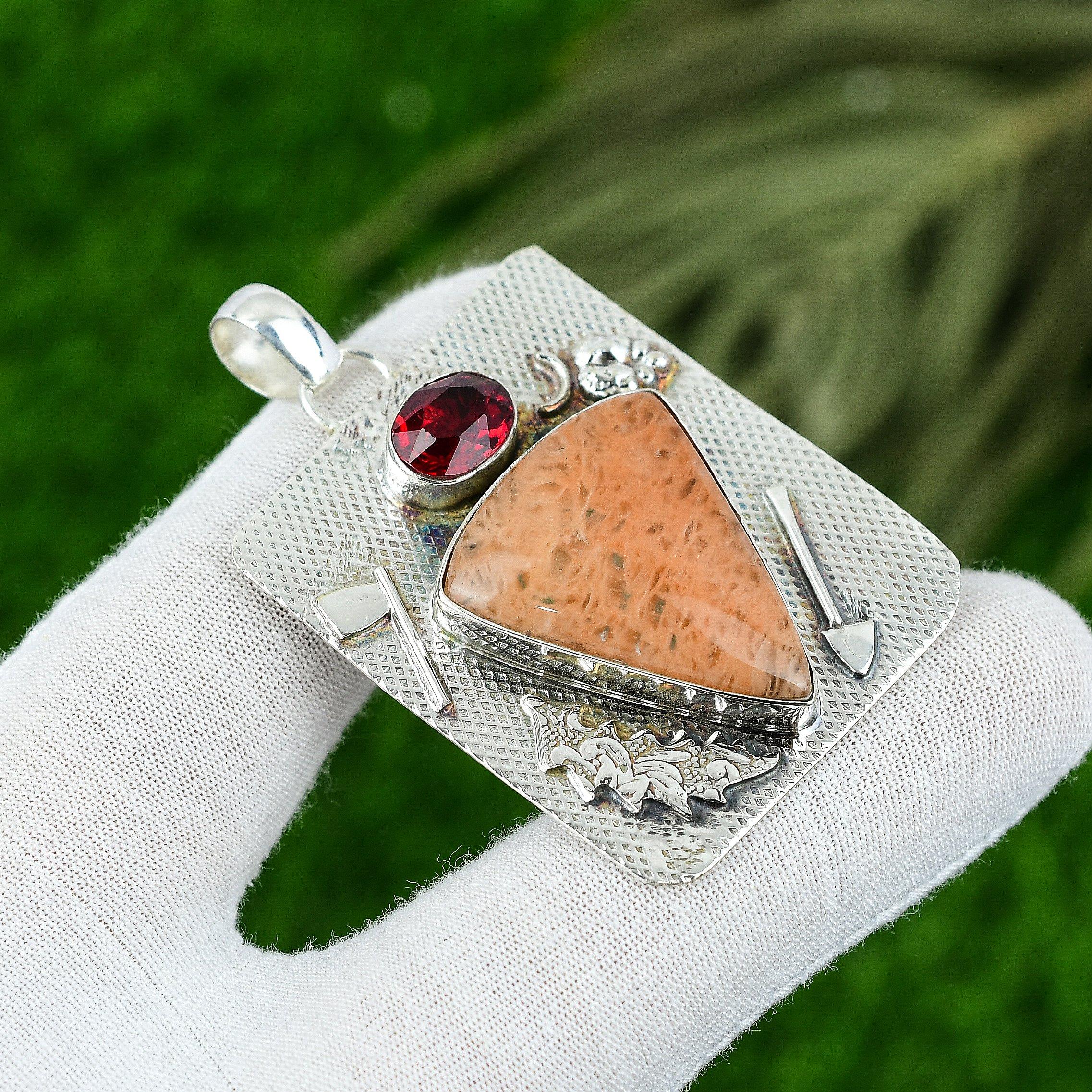 Gift For Women Pendant 925 Sterling Silver Natural Brown Amazonite Gemstone