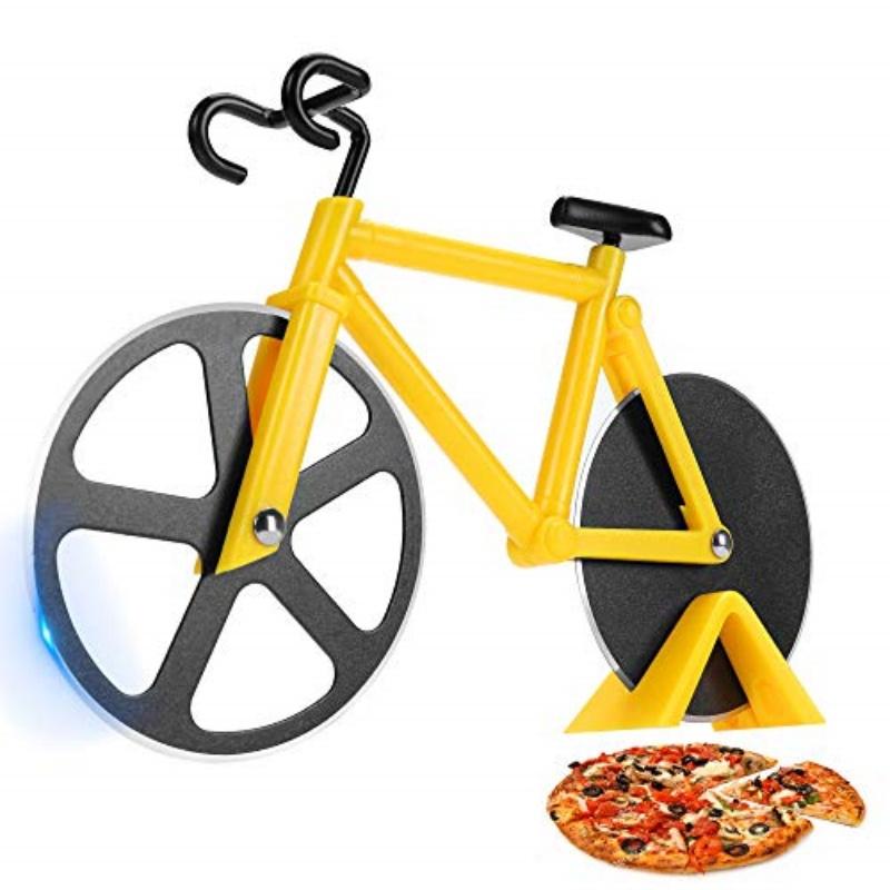 Bicycle Pizza Cutter Wheel Housewarming Christmas Gift - Bike Pizza Cutter Funny Kitchen Gadget Cool Men’s Gift Stainless Steel Pizza Slicer