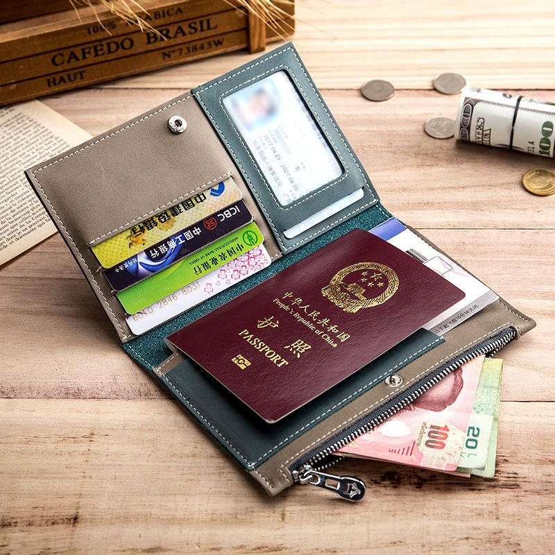 Genuine Leather Ultrathin ID Holder Credit Card Passport Bag Coin Purse Multifunctional Travel Document Bags For Men And Women Travel Ticket Holder
