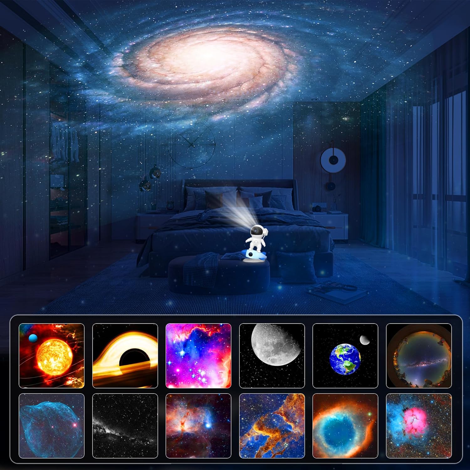 Star Projector, 13 HD Cosmic Scenes Planetarium Astronaut Galaxy Projector for Bedroom, Realistic Starry Sky Galaxy Night Light Projector