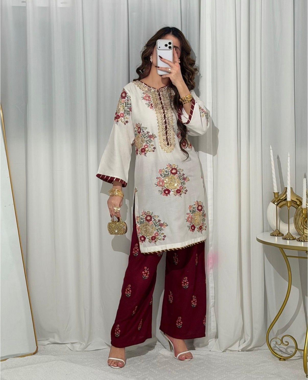Indian Designer Embroidered Kurta Pant Dupatta Set Women Bollywood Party Wear Salwar Suit