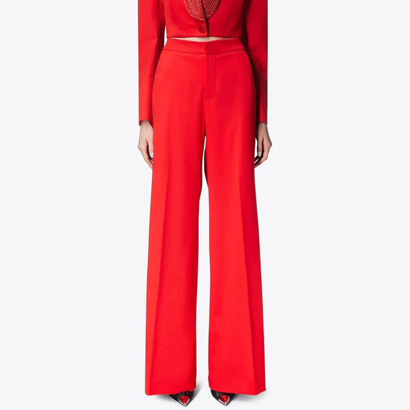 Fashionable and Temperamental, with A Solid Color, A High-waisted Straight Leg, A Side Diamond Trim, and A High-end Sense of Long Suit Pants