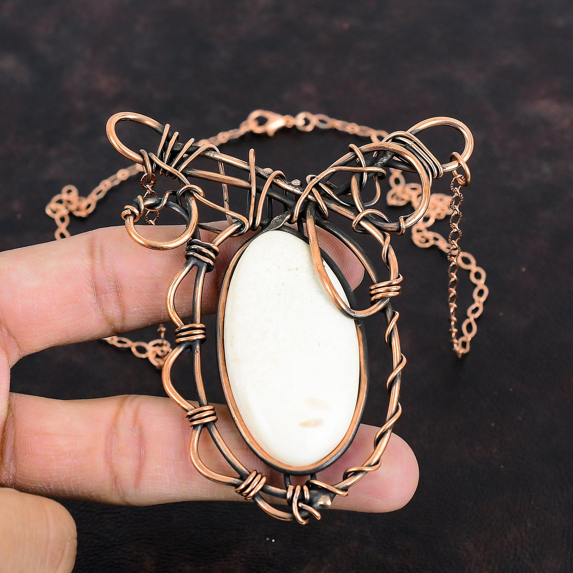 Scolecite Necklace Copper Wire Wrapped Necklace Adjustable Chain Necklace Decent Copper Jewelry Handmade Necklace Wire Wrap Gemstone Jewelry