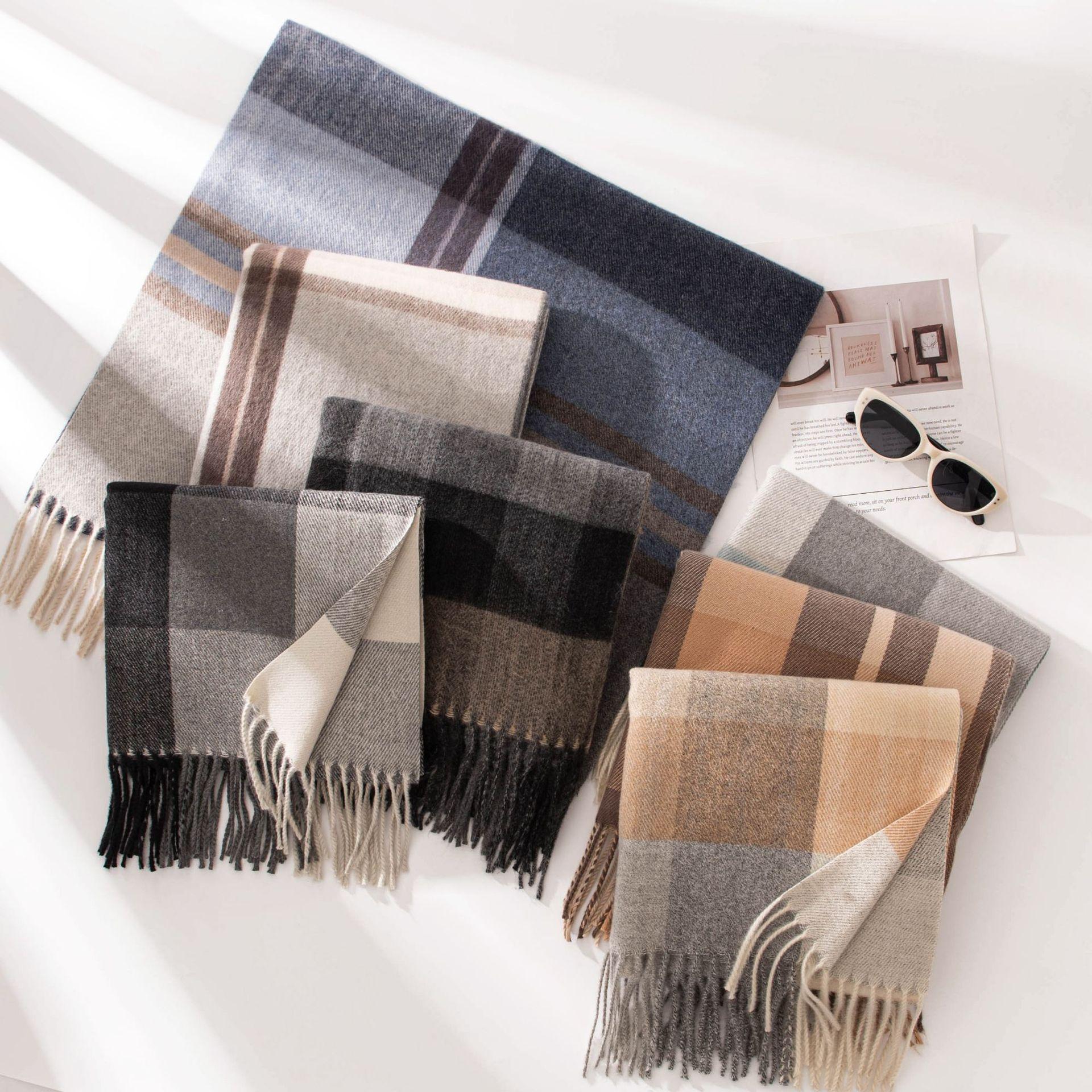 Girl's Shawl, Warm Scarf, Scarf, Couple's Scarf, Tassel, Gradient Color, Thick, Cold Proof, Warm Shawl