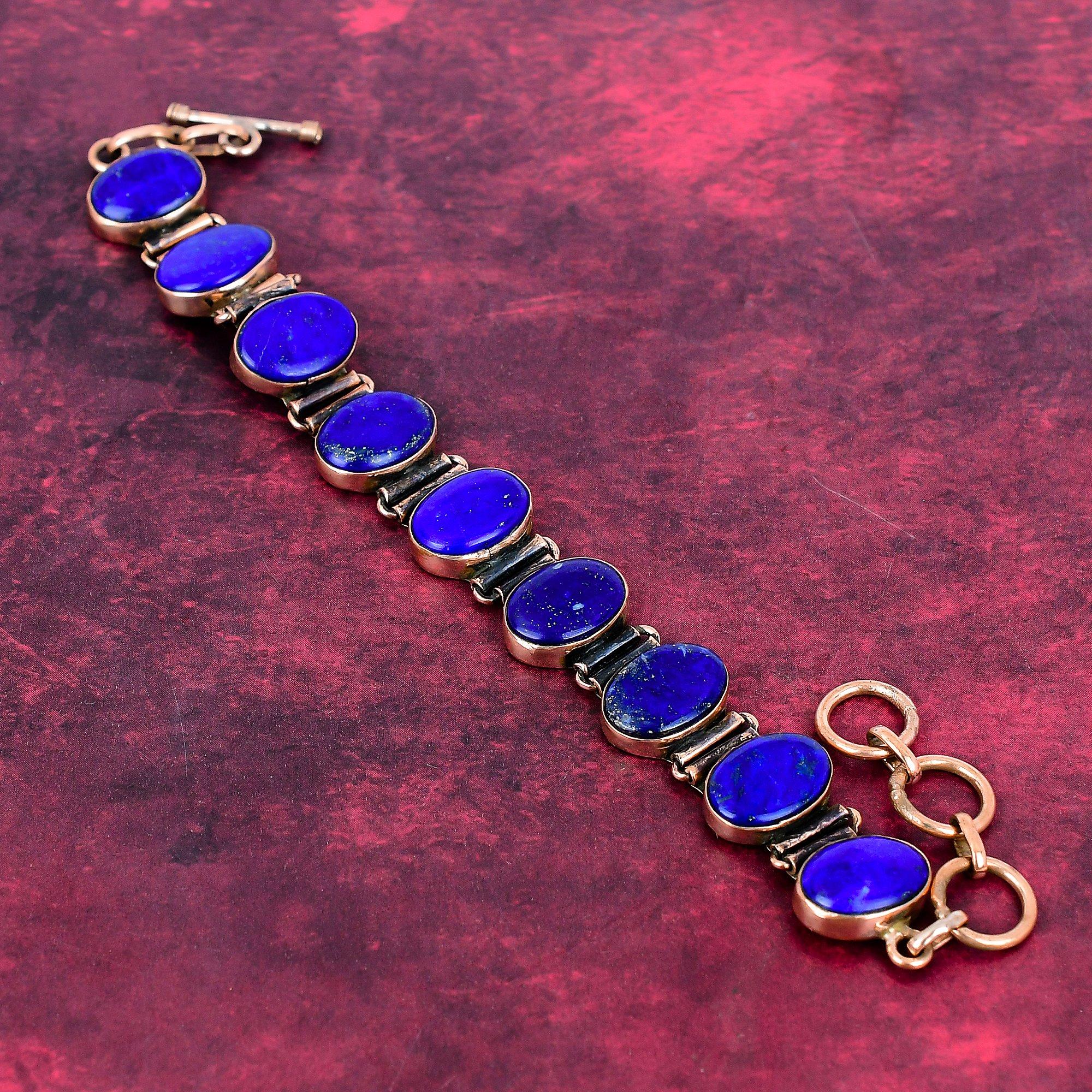 Lapis Lazuli Edelstein Armband Kupfer Verstellbare Kette Armband Handgemachter Schmuck