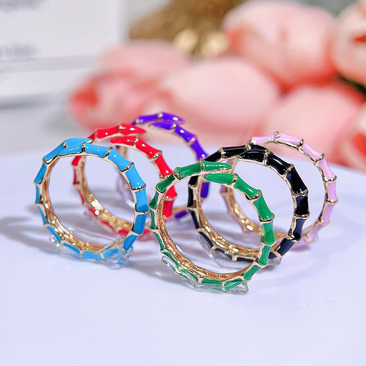 CMM European Texture Popular Jewelry Temperament Multicolor Selection Bamboo Drop Glaze Fashion Personality Adjustable Opening Ring