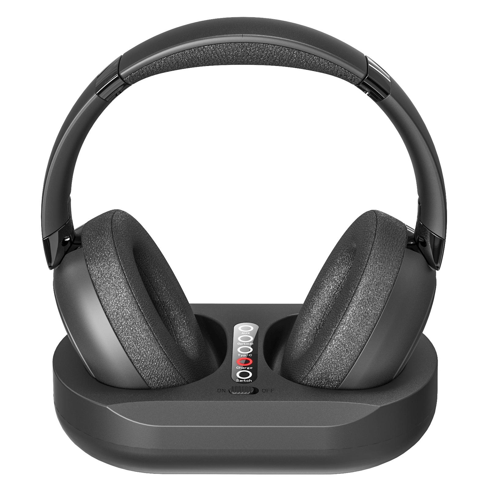 Căști Wireless Bluetooth + 2.4G pentru Transmițător TV Cu Bază de Încărcare Intrare Optică RCA Aux Căști Capacitate Mare