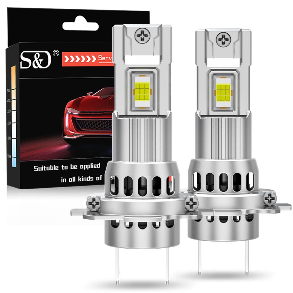 2stk 35000LM H7 LED-hodelyktpærer 60W Kraftig Led H7 Turbo Med Viftehodelampe 3570 CSP 1:1 stk Minibillys 12V 6000K Hvit