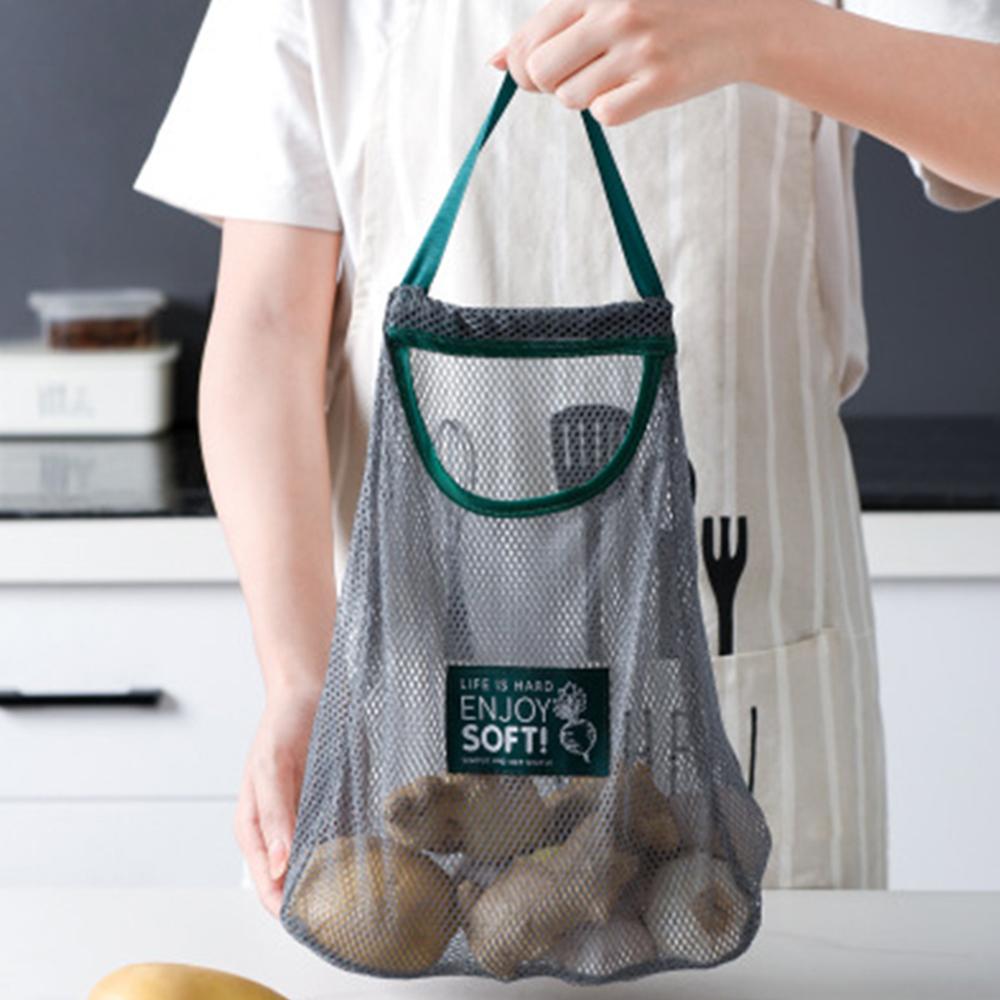 2PCS Kitchen Hanging Mesh Garbage Bag Organizer Dispenser Kitchen Bathroom Wall Mount Reusable Grocery Bags Holder Net Trash Bag Storage