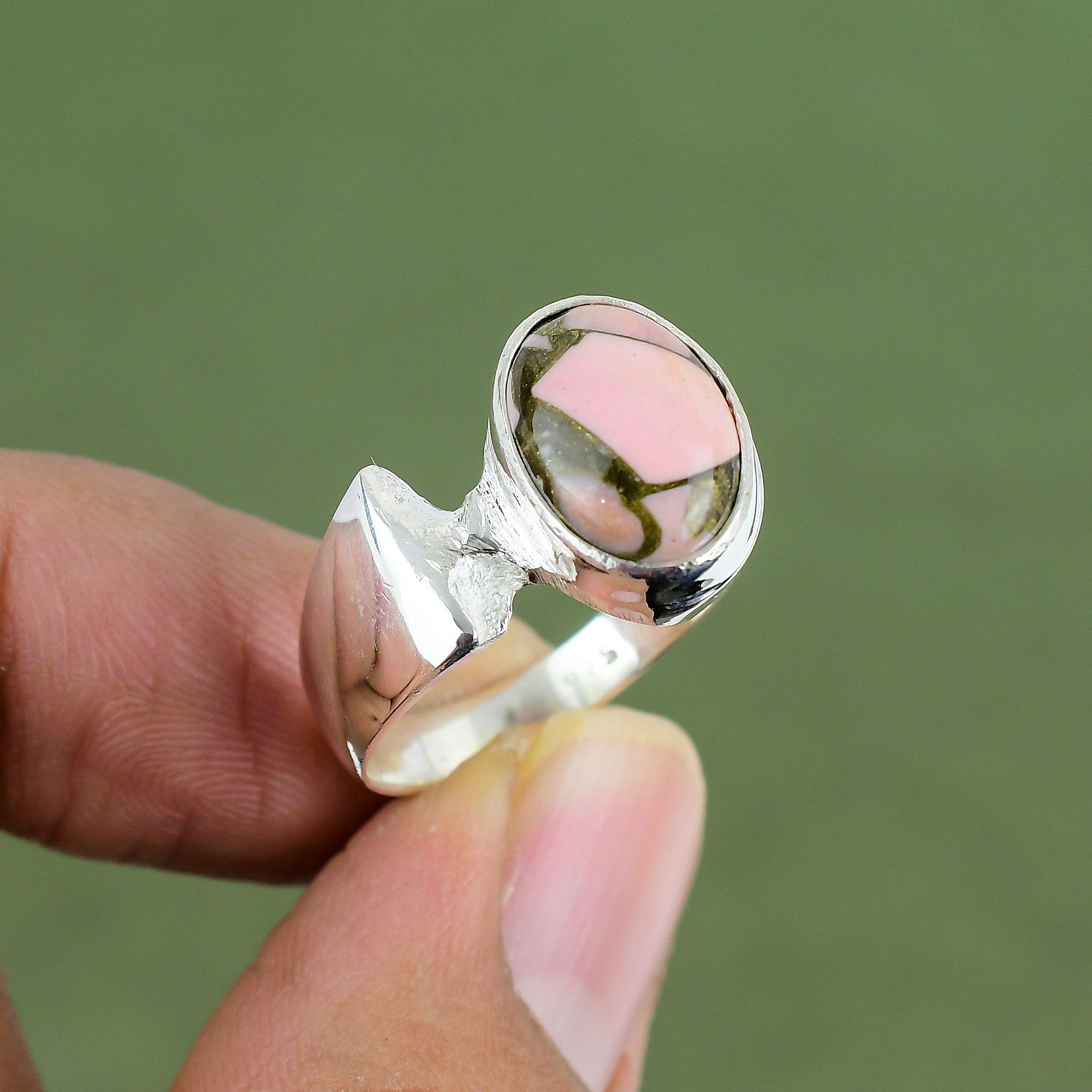 Copper Pink Opal Ring 925 Sterling Silver Ring Real Gemstone Jewelry Handmade Silver Ring Gift For Mom Beautiful Ring Available In Ring Size